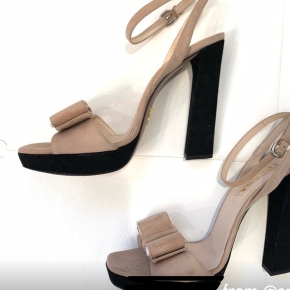 PRADA Taupe Suede Sandals Sz 10.5 - Picture 4 of 8